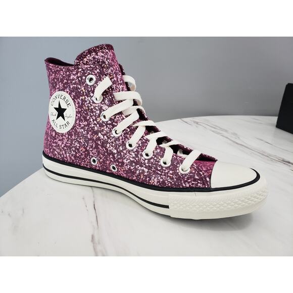 NEW Converse Chuck Taylor All Star Glitter Hi A11137C Orchid Abyss SNEAKER SHOES - Picture 2 of 8
